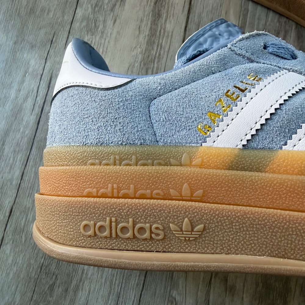 Adidas Gazelle Bold Kids Blue Grey Suede Triple Platform Sneakers JQ1297 Sz 4 - Picture 4 of 11